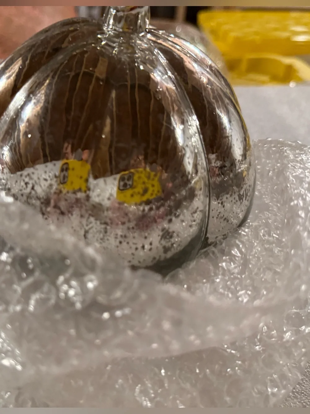 New Pottery Barn Silver Antique Mercury Glass Pumpkin Luminary, Small
